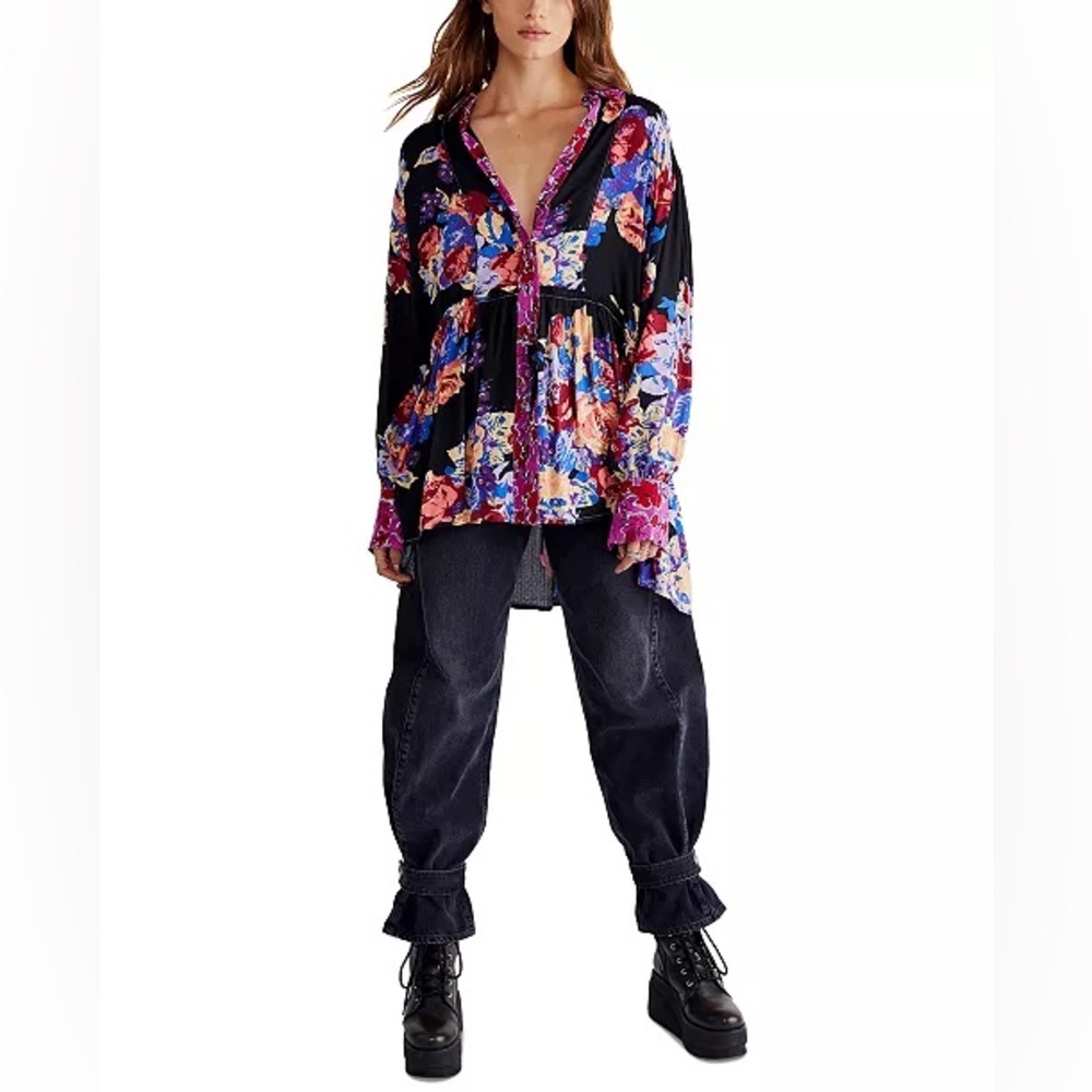 Free People | Brunch A Bunch Floral Tunic Sz S - Picture 4 of 13